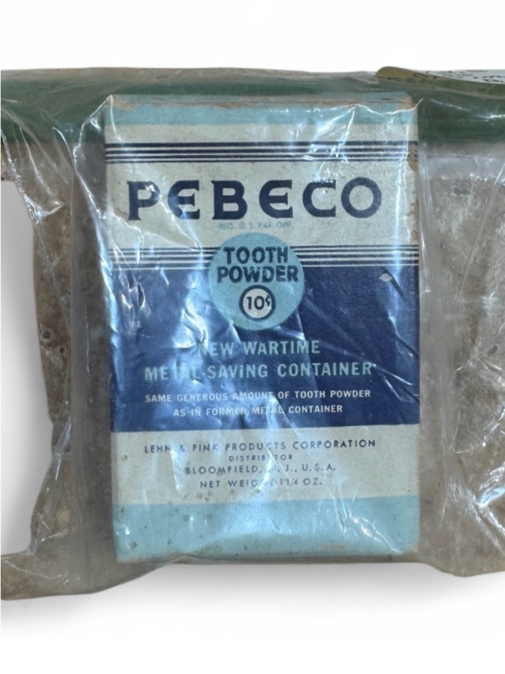 Vintage WWII 1940s Pebeco Tooth Powder Wartime Metal-Saving Container